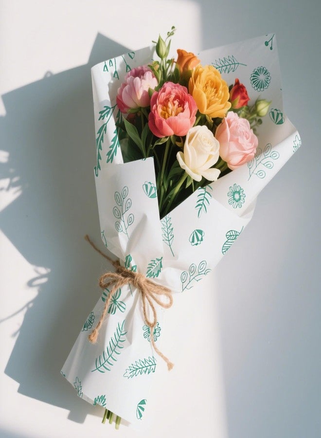 Ethanberg 120 Sheets Gift Wrapping Tissue Paper Bulk, Green Botanical Tissue Paper for Gift Bags, Decorative Art Papers for DIY Crafts Wedding Birthday Baby Showers Holiday Party Decor, 20x14 Inches - Image 5